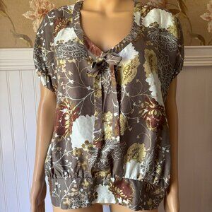 Mon Petit Oiseau Anthropologie  Silk Blouse Top